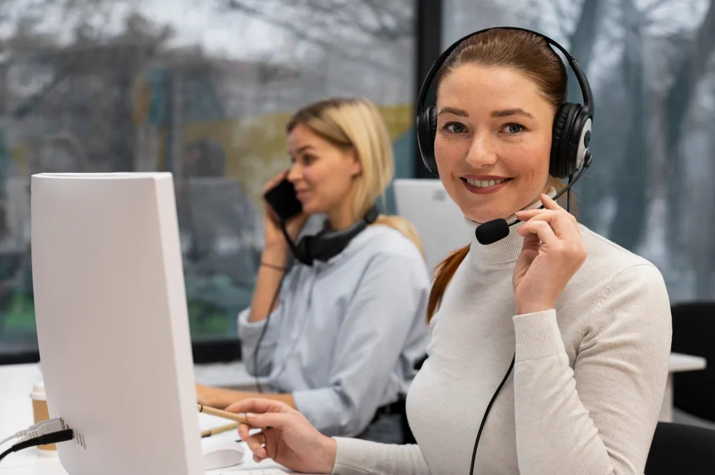 woman working call center